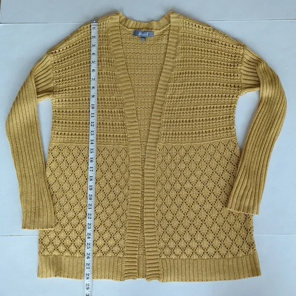 Marled Reunited Clothing Acrylic Longline Open Cardigan Sweater MEDIUM Yellow - Picture 15 of 15